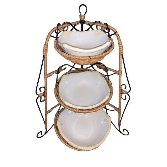 Princess House Accents Vintage Princess House Rattan Wire 3 Tiered